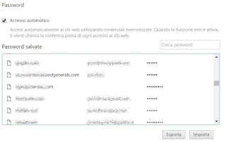 Lista de senhas de backup salva no Chrome, 